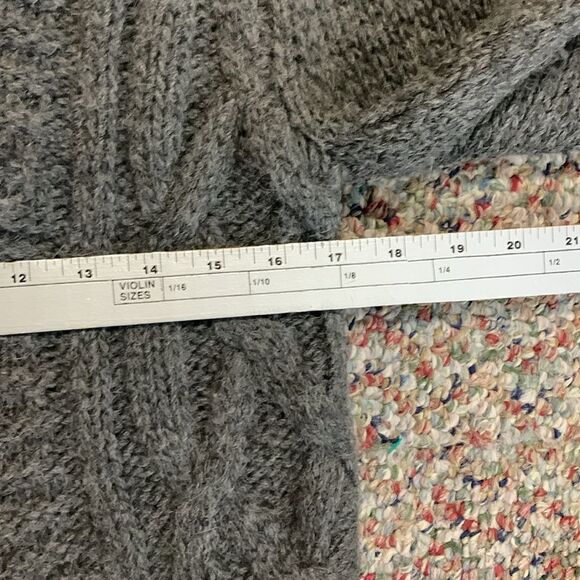Theory Gray Wool Alpaca Blend Shawl Collar Chunky Cable Knit Cardigan Size S - Picture 12 of 13